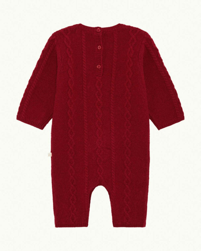Bowie Cable Knit Romper - Ruby Red