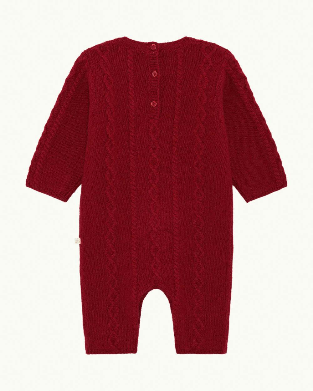 Bowie Cable Knit Romper - Ruby Red