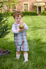 Button Tab John John Set - Douglas Plaid