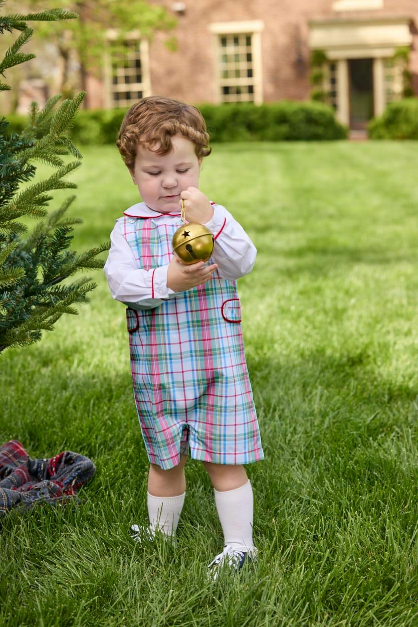 Button Tab John John Set - Douglas Plaid