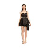 Black Elowen Asymmetrical Sweetheart Dress