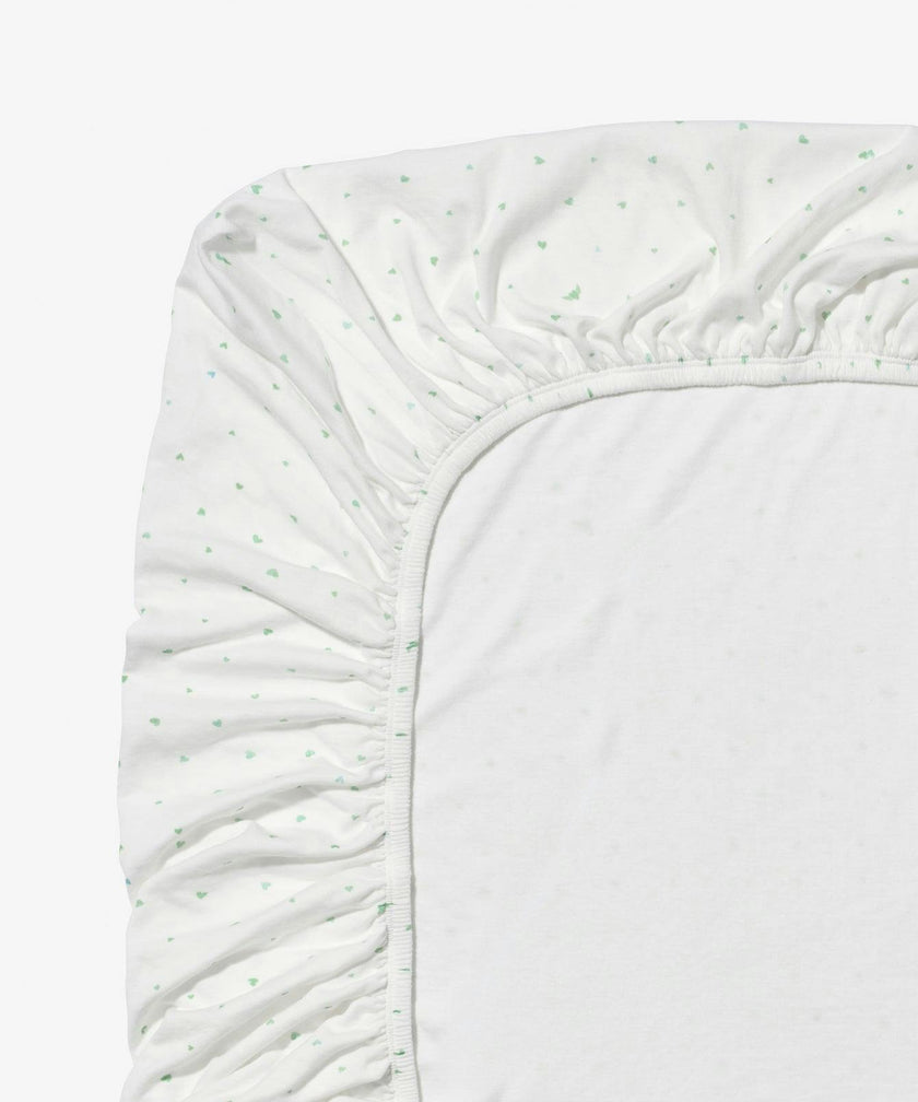 Crib Sheet, Seafoam Hearts