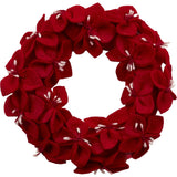 Handmade Hand Felted Wool Wreath - Red Amaryllis Flowers - 14"