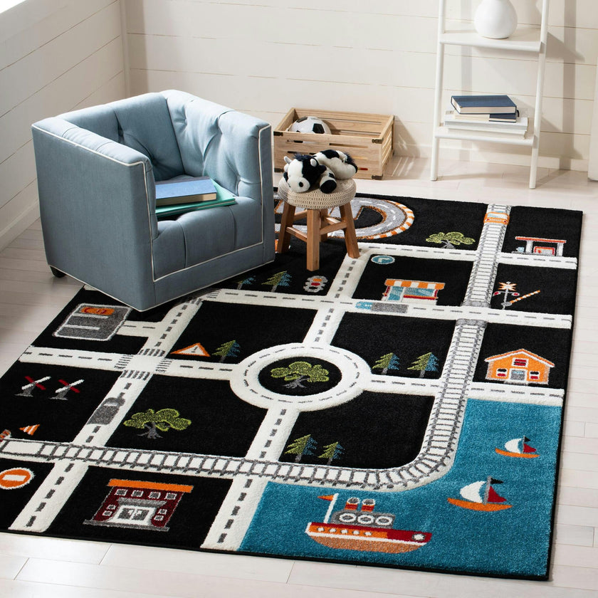 Carousel Kids Atlas Rug, Black