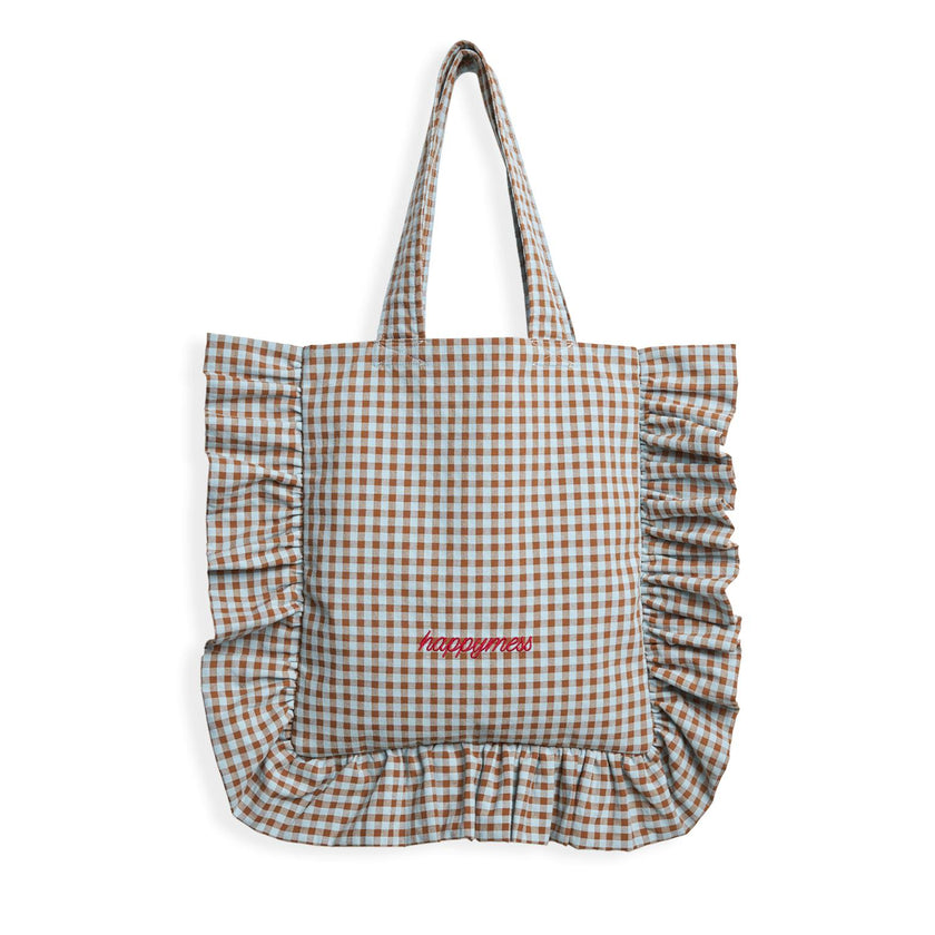 women's vichy frilled bag - foggy brown