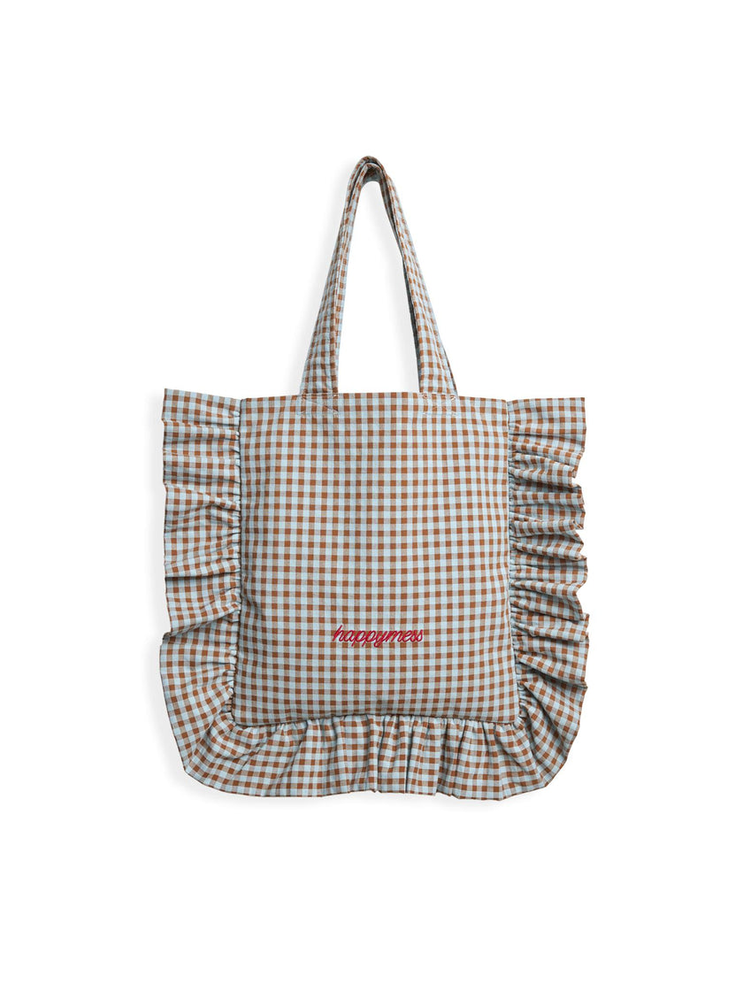women's vichy frilled bag - foggy brown