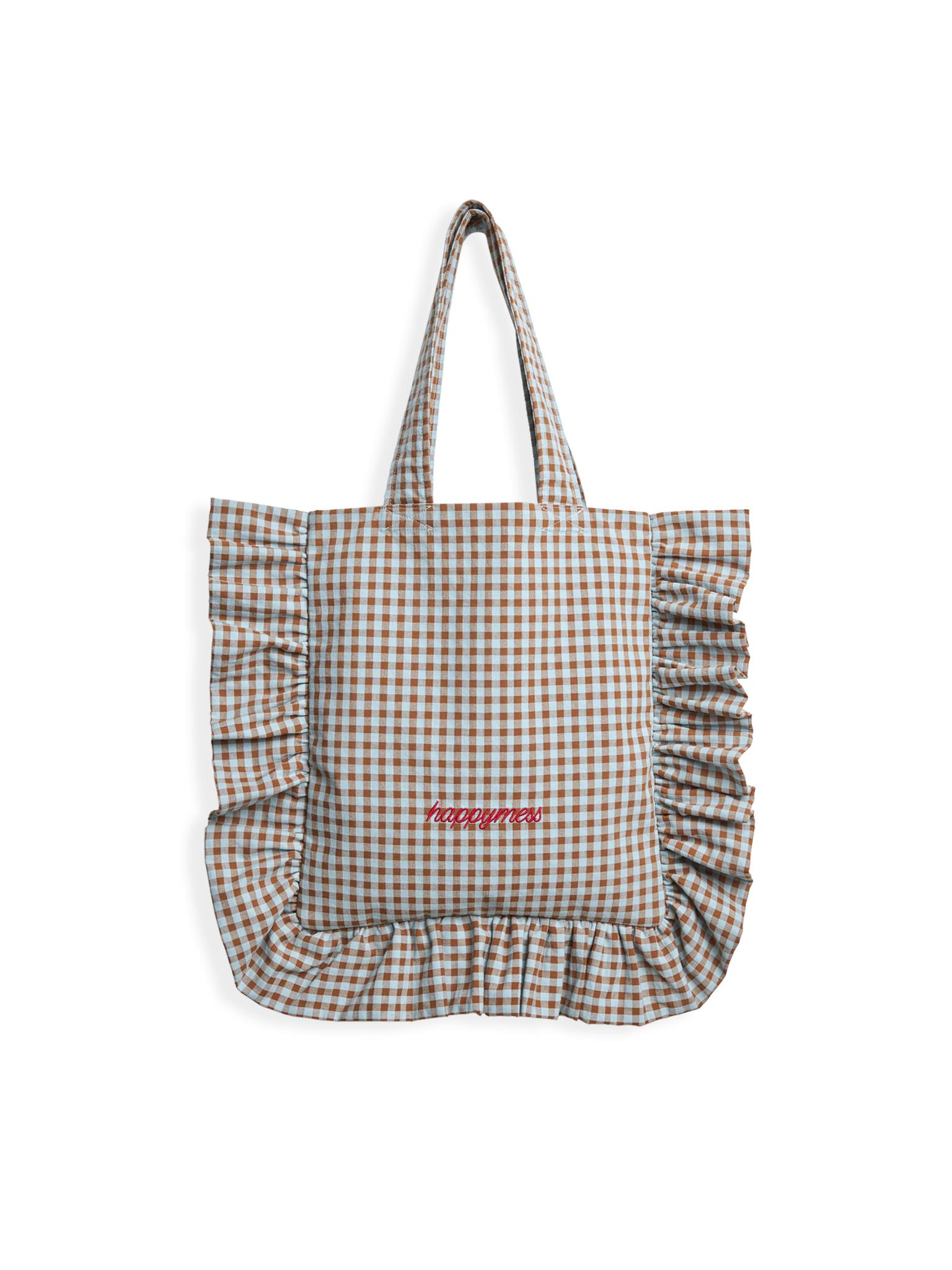 women's vichy frilled bag - foggy brown