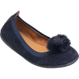 Suede Pom Pom Ballerina
