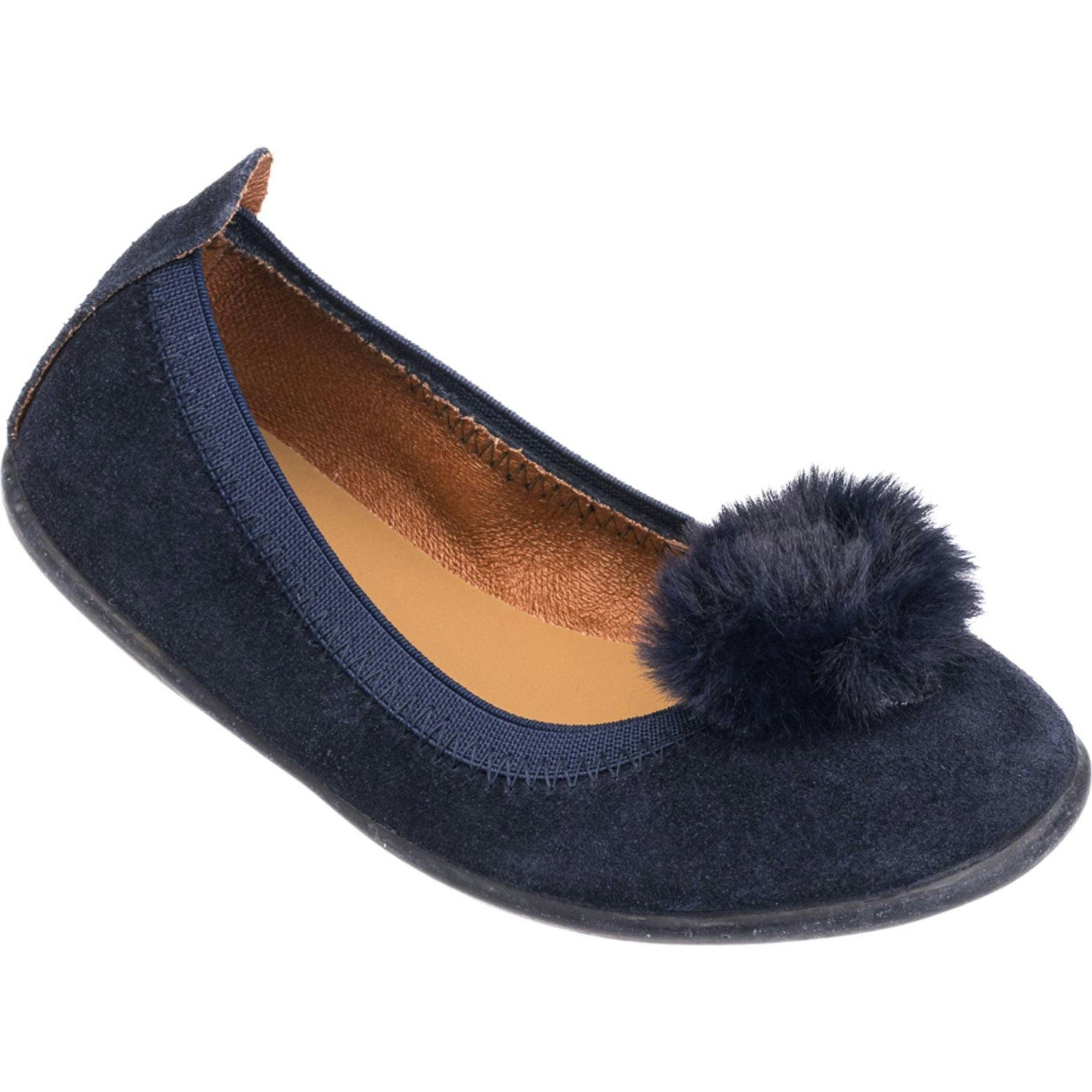 Suede Pom Pom Ballerina