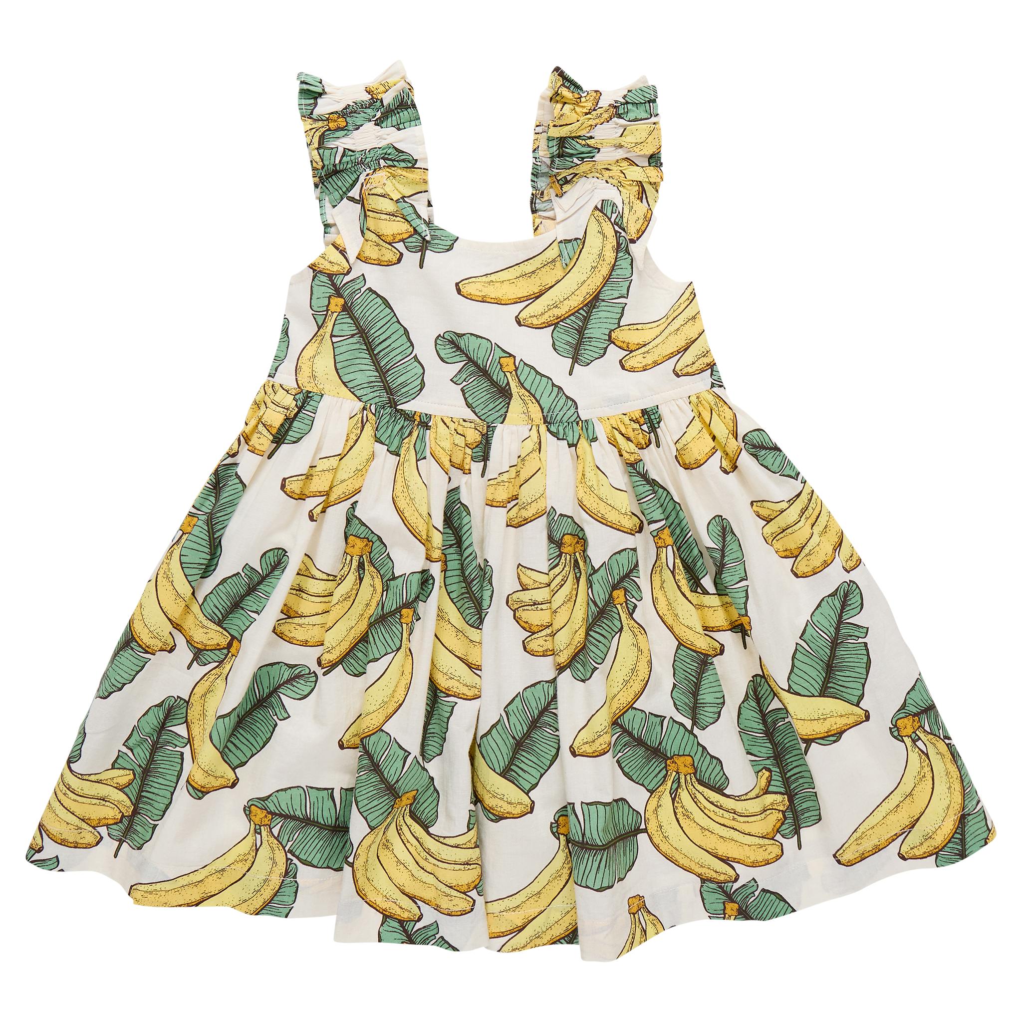 Girls Via Dress - Banana Leaves