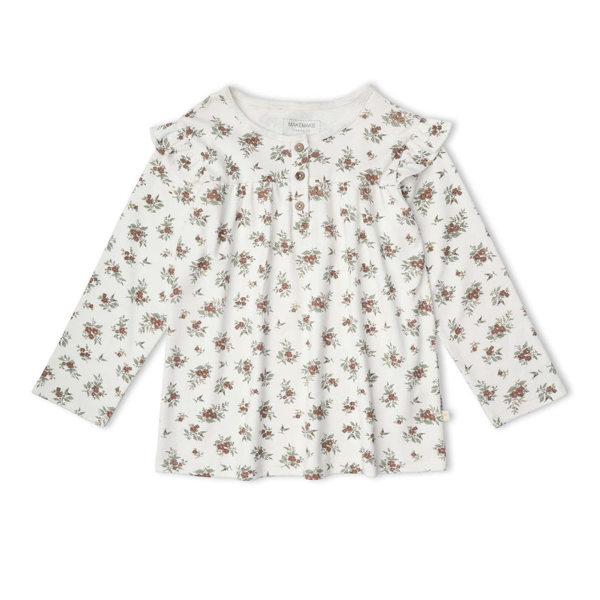 Organic Ruffle Sleeve Top Set of 2 - Winter Berry + Olive