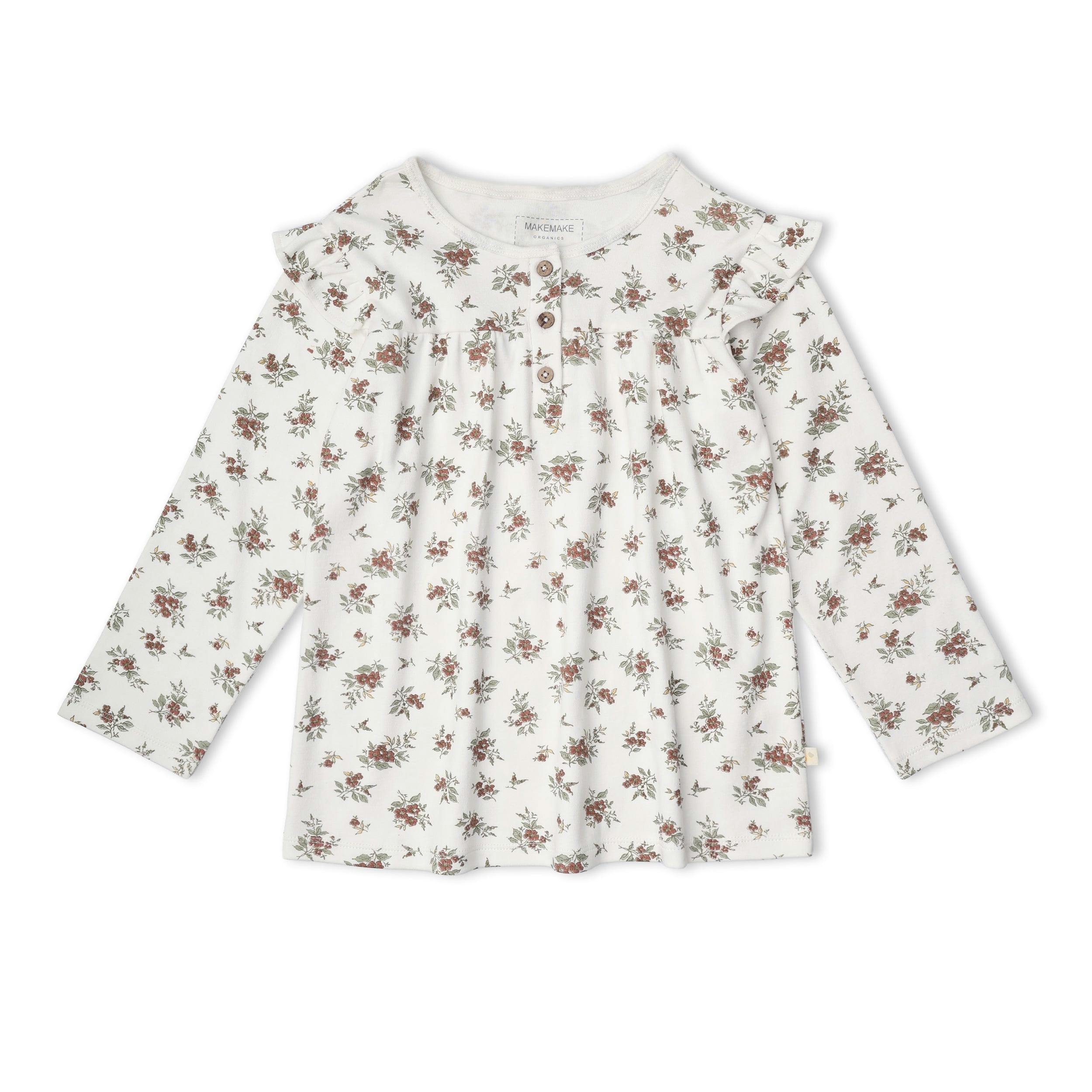 Organic Ruffle Sleeve Top Set of 2 - Winter Berry + Olive