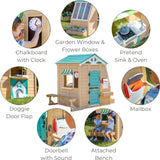 Teamson Kids Gardenia Wooden Playhouse with Large Window & Kitchen