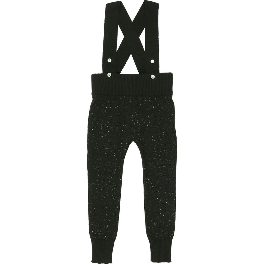 Flecked Cross Strap Ribbed Waist & Cuff Pant Overalls
