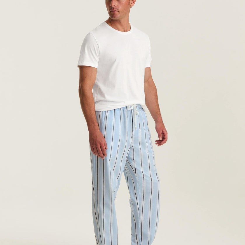 Men's Twill Pajama Pants in Coastal Stripe