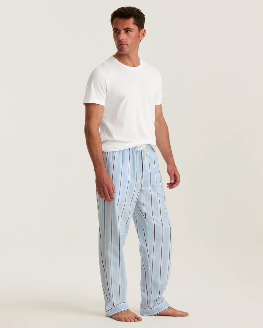 Men's Twill Pajama Pants in Coastal Stripe