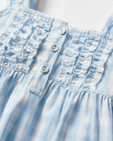 Girl's Twill Charlotte Nightgown in Light Blue Gingham