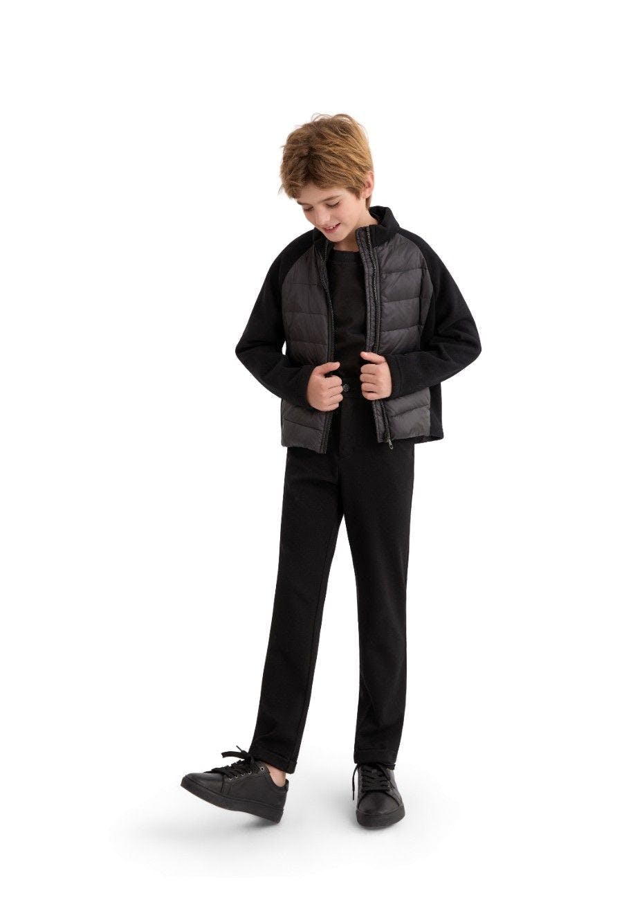 Black Quilted Zip Jacket