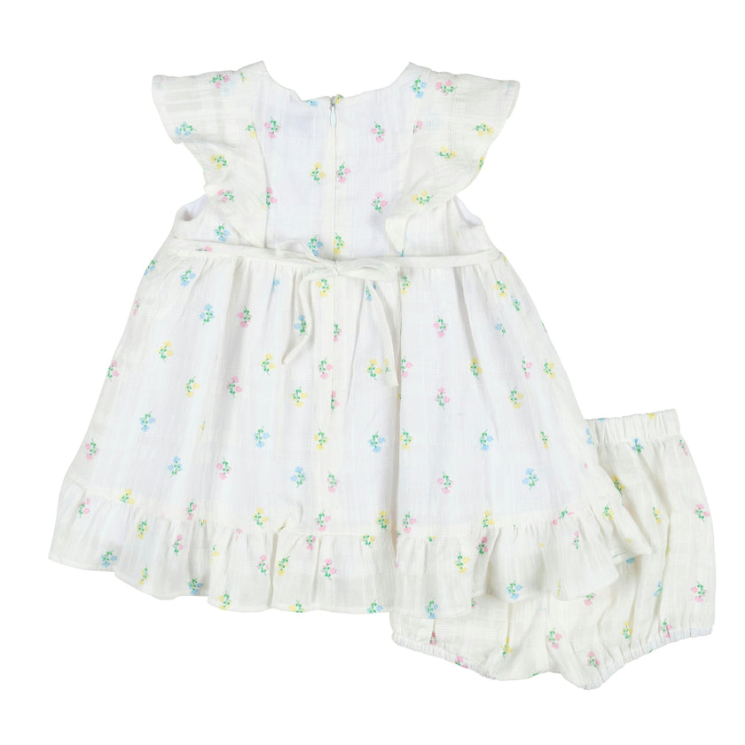 Textured Lawn Floral Printed Dress With Flowers and Bloomer