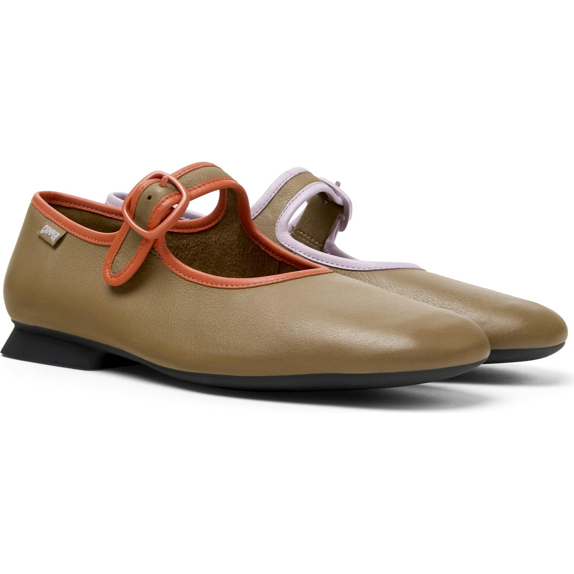 Women's Casi Myra Twins Contrast Piped Square Toes Ballerina Shoes