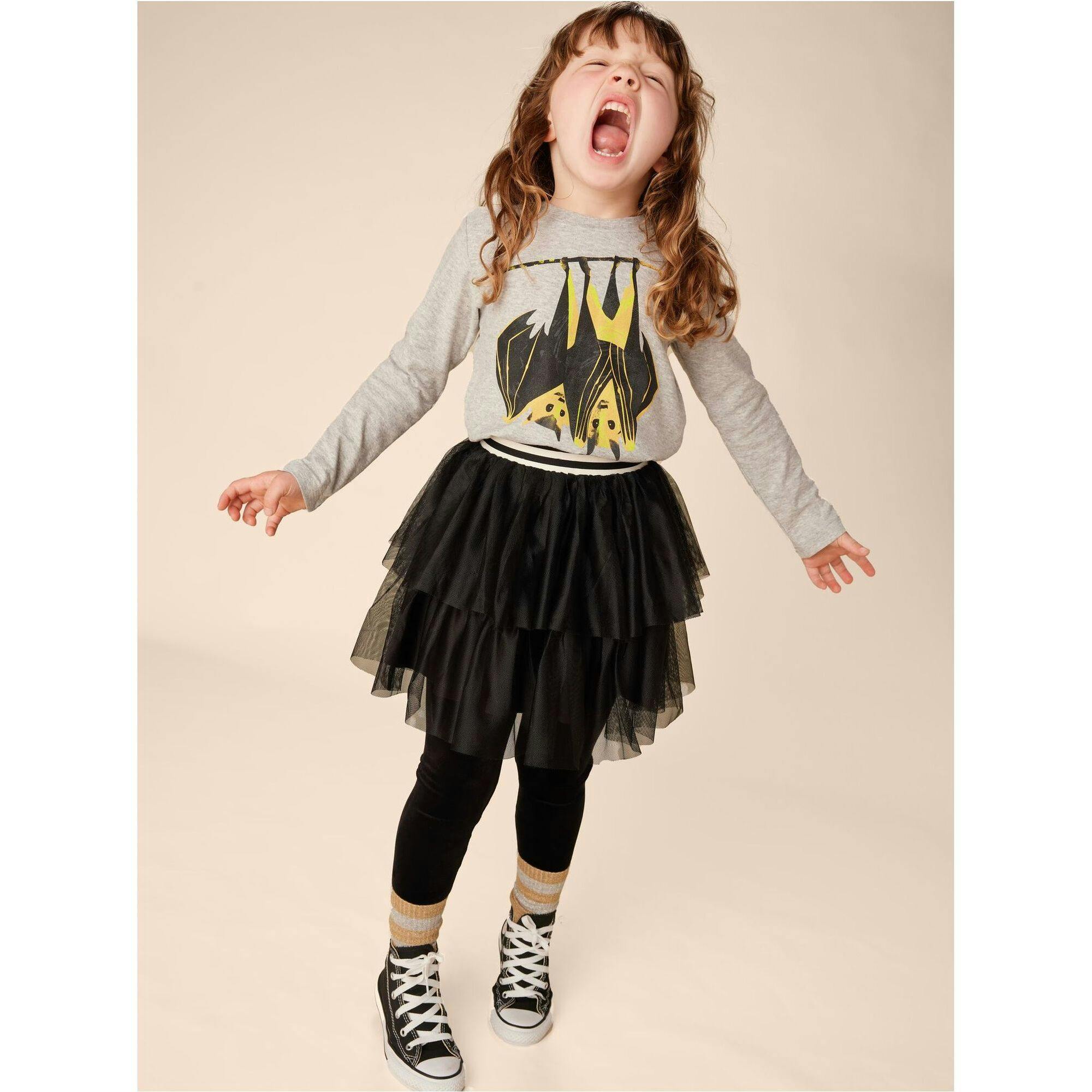 Hangin' Bats Graphic Print Long Sleeve T-Shirt, Grey