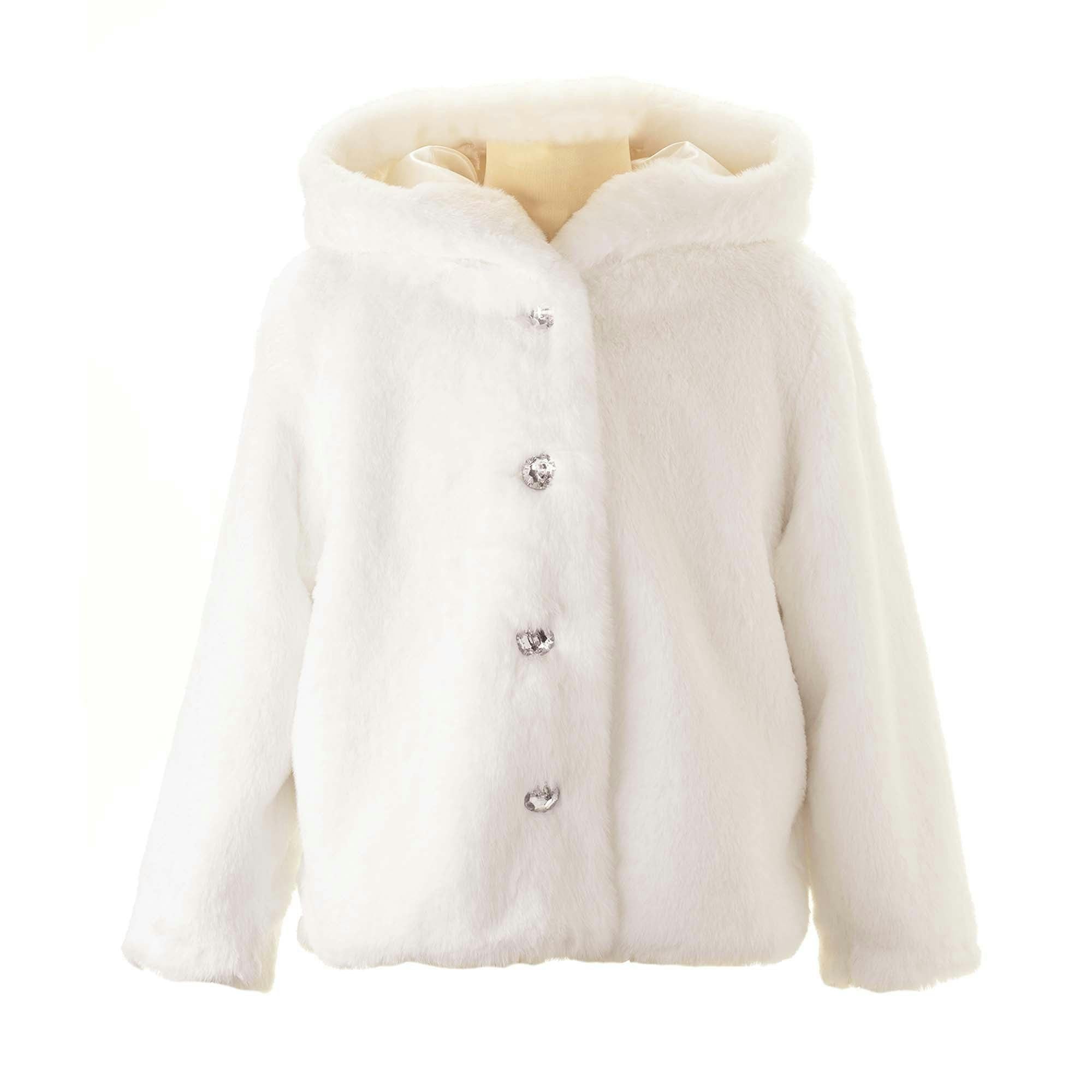 Girl's Faux Fur Short Hooded Coat