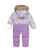Baby Snug One Piece Snowsuit Adapted For Car Seats Purple Printed Mini Flowers