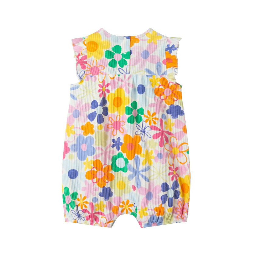 Infant Girls Floral Printed Romper | Retro Bloom