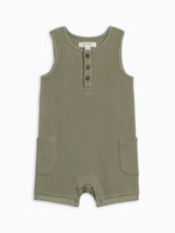 Percy Waffle Short Romper - Fern