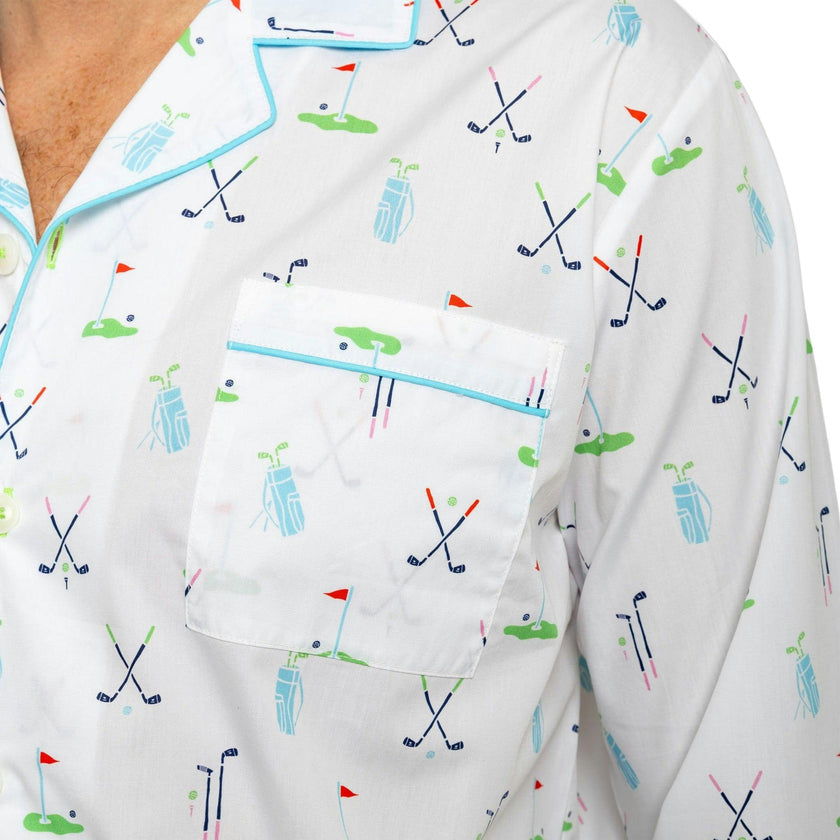 Men's Golf Long PJ Set - Organic Cotton Poplin