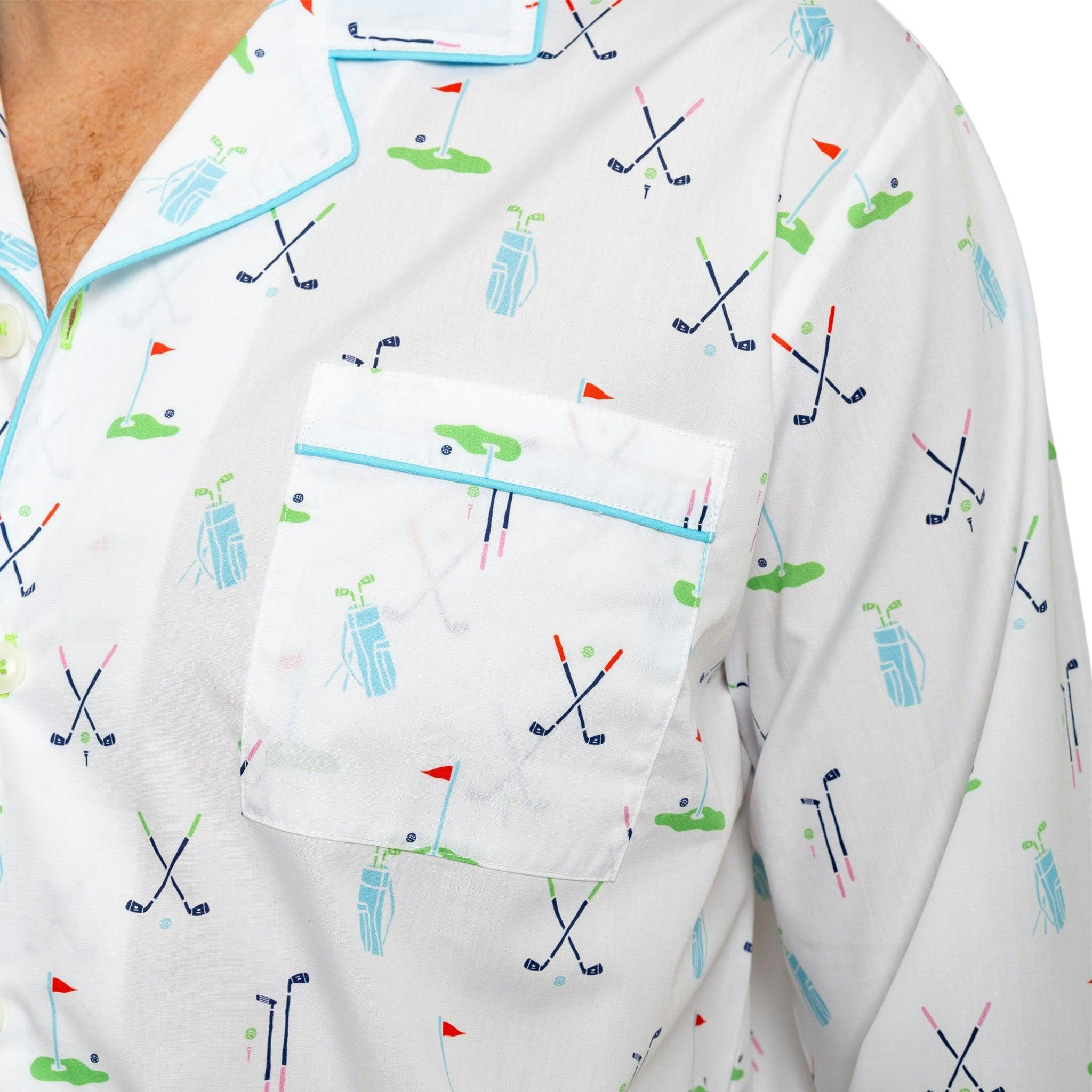 Men's Golf Long PJ Set - Organic Cotton Poplin