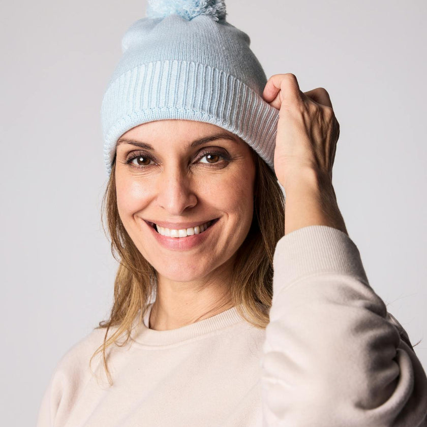 Kids Knit Winter Hat with Knit Pom