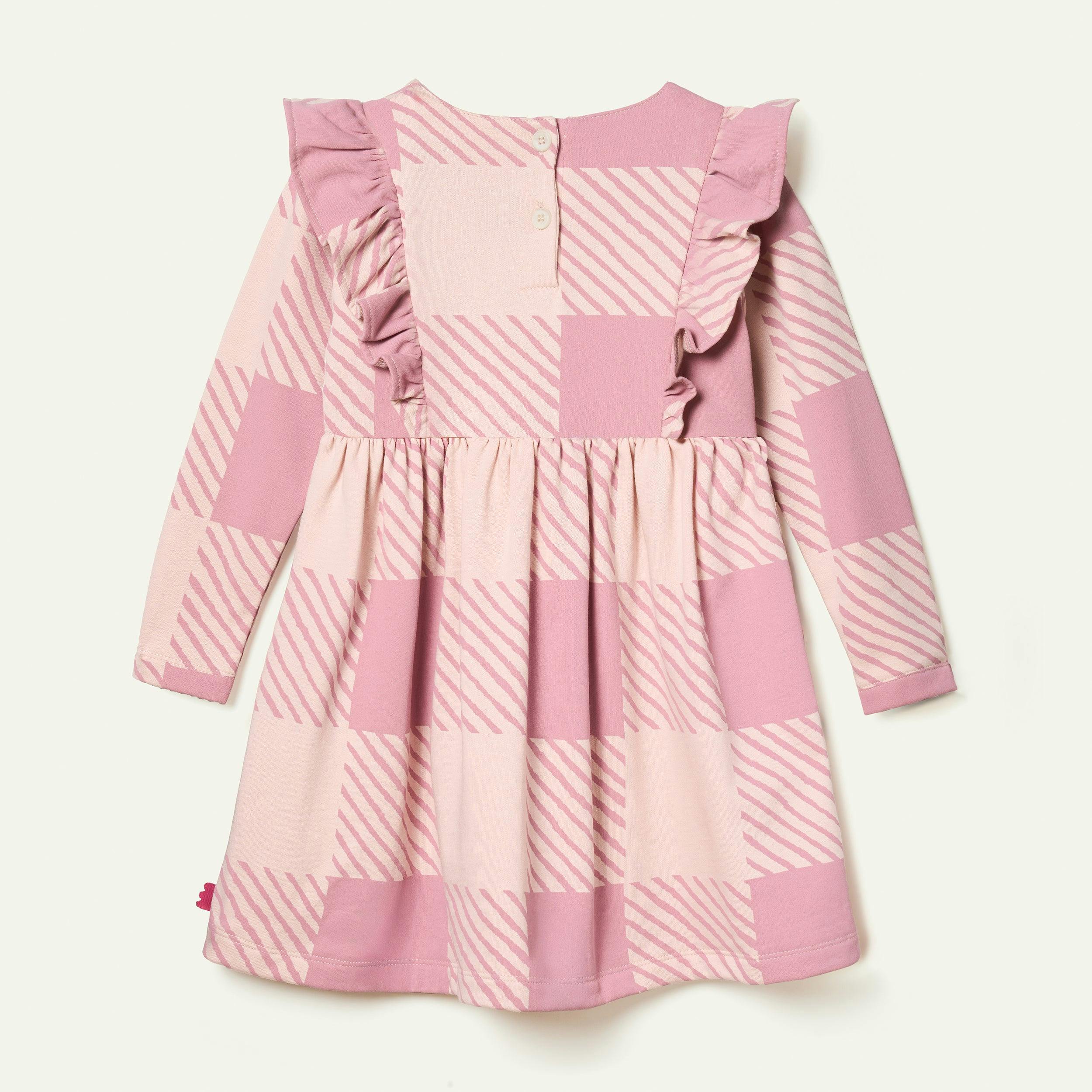 Recycled Cotton Buffalo Check Ruffle Dress