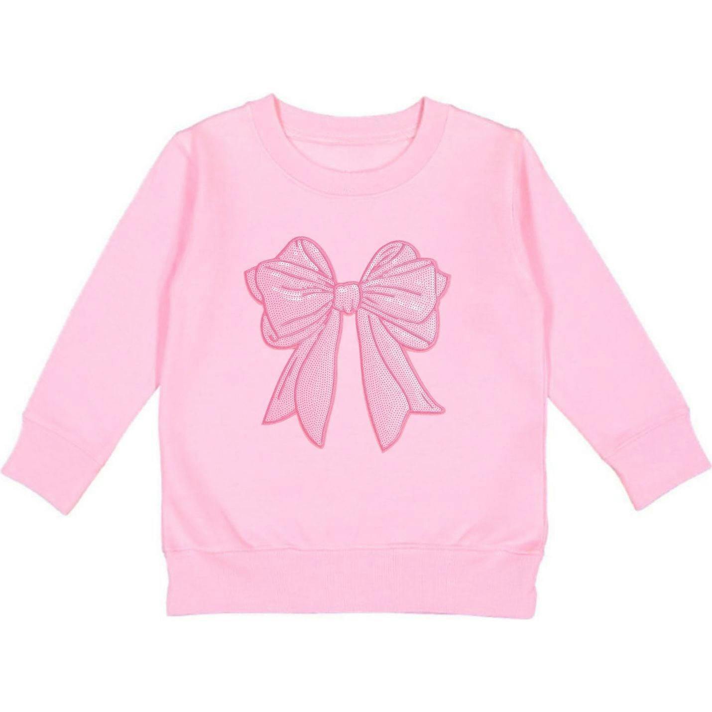 Pink Bow Sequin Patch Sweatshirt