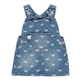 Light Blue Whale Overall Dress