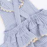 Micro Gingham Blue Blizzard - Ric Rac Ruffle Sunsuit