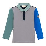 Woven Long Sleeve Contrast Polo Dark Dusty Blue/Dusty Blue