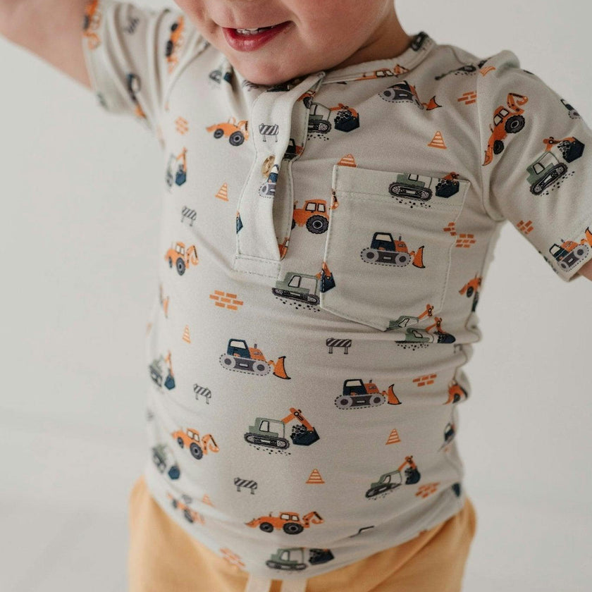 Boys Short Sleeve Henley Shirt in Baseball