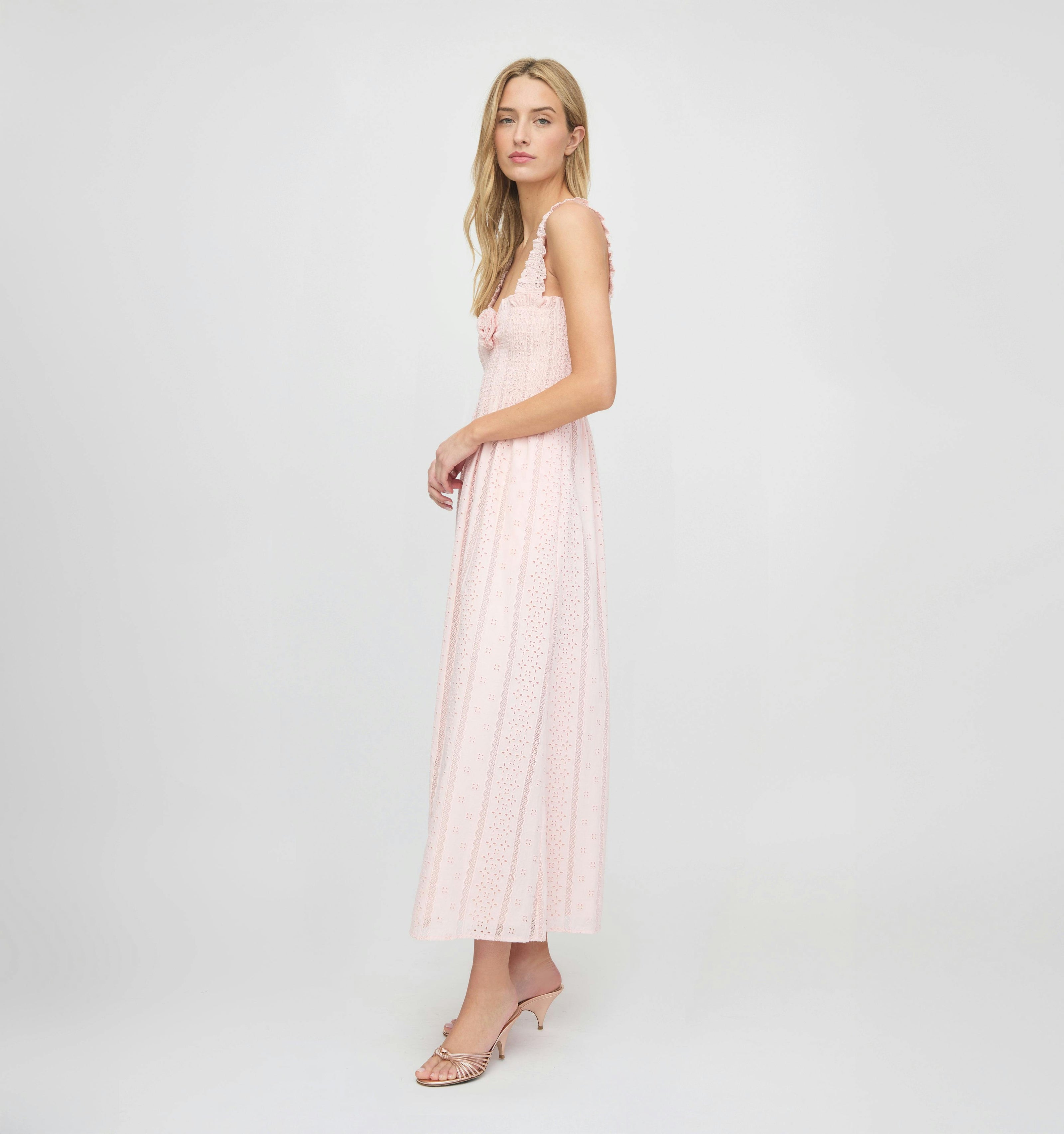 The Rosetta Nap Dress - Pink Broderie Voile