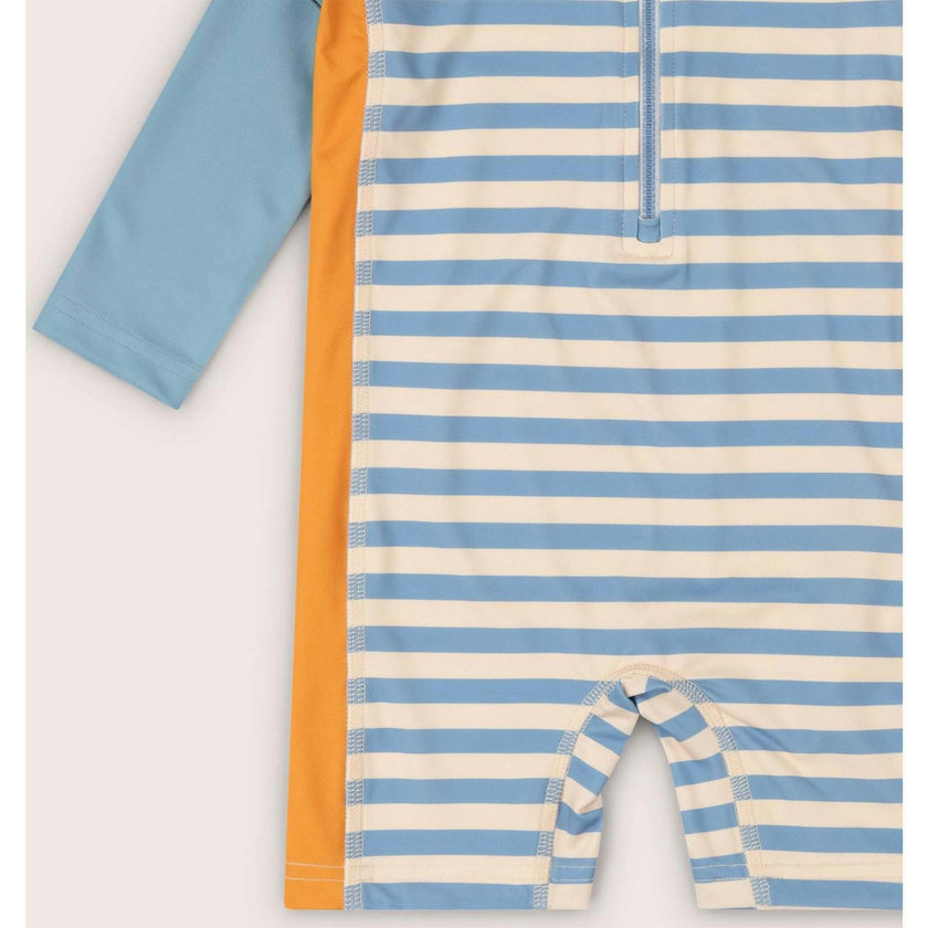 Hazy Blue Striped UPF 50 Recycled Sunsafe Sunsuit, Blue