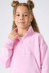 Girls Quarter Zip Sweatshirt in Candy Pink