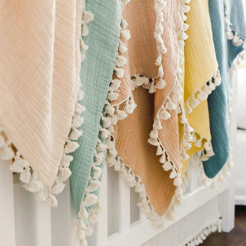 6-Layer Cotton Muslin Baby Blanket (Rose Pink)