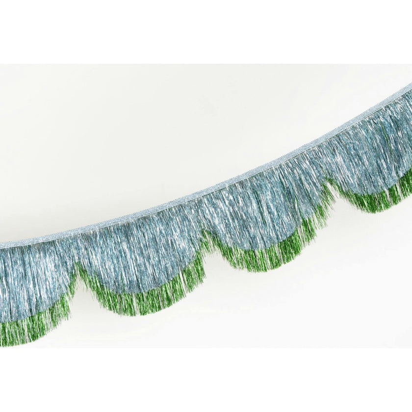 Blue Tinsel Scallop Garland