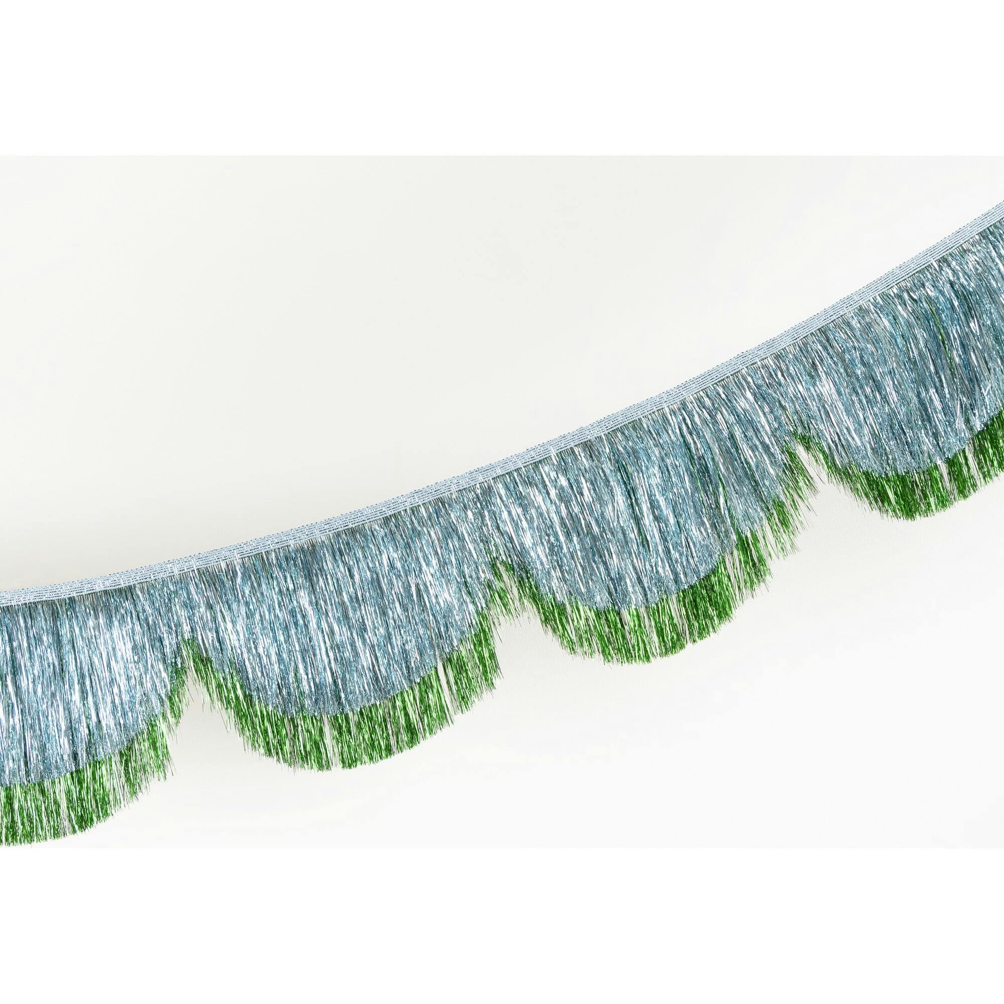 Blue Tinsel Scallop Garland