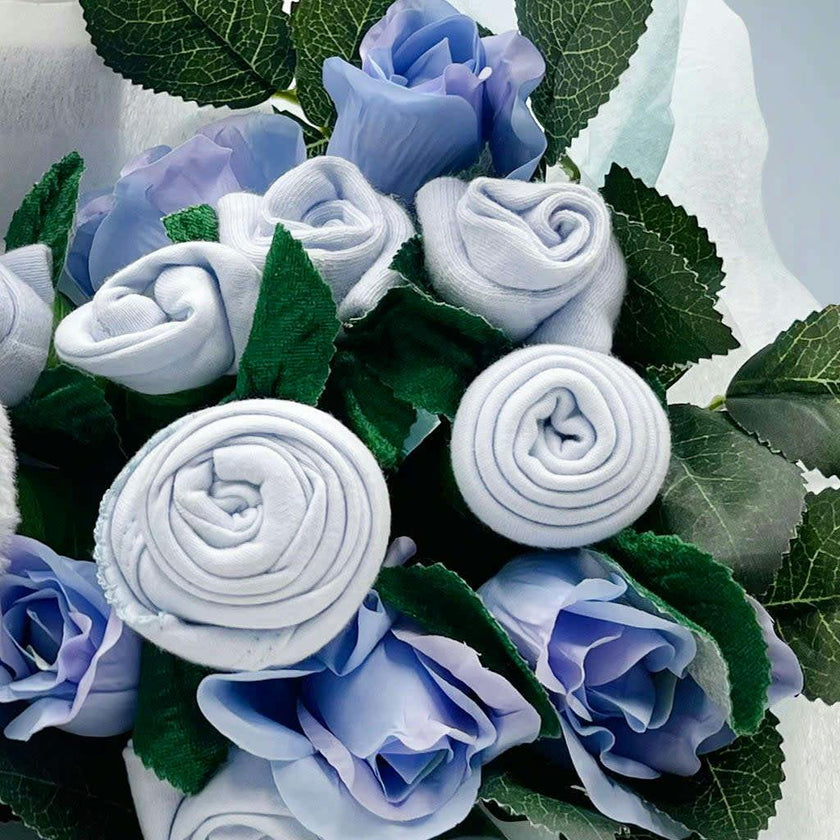 Hand Tied Baby Clothes Bouquet With Personalized Snuggle Wrap