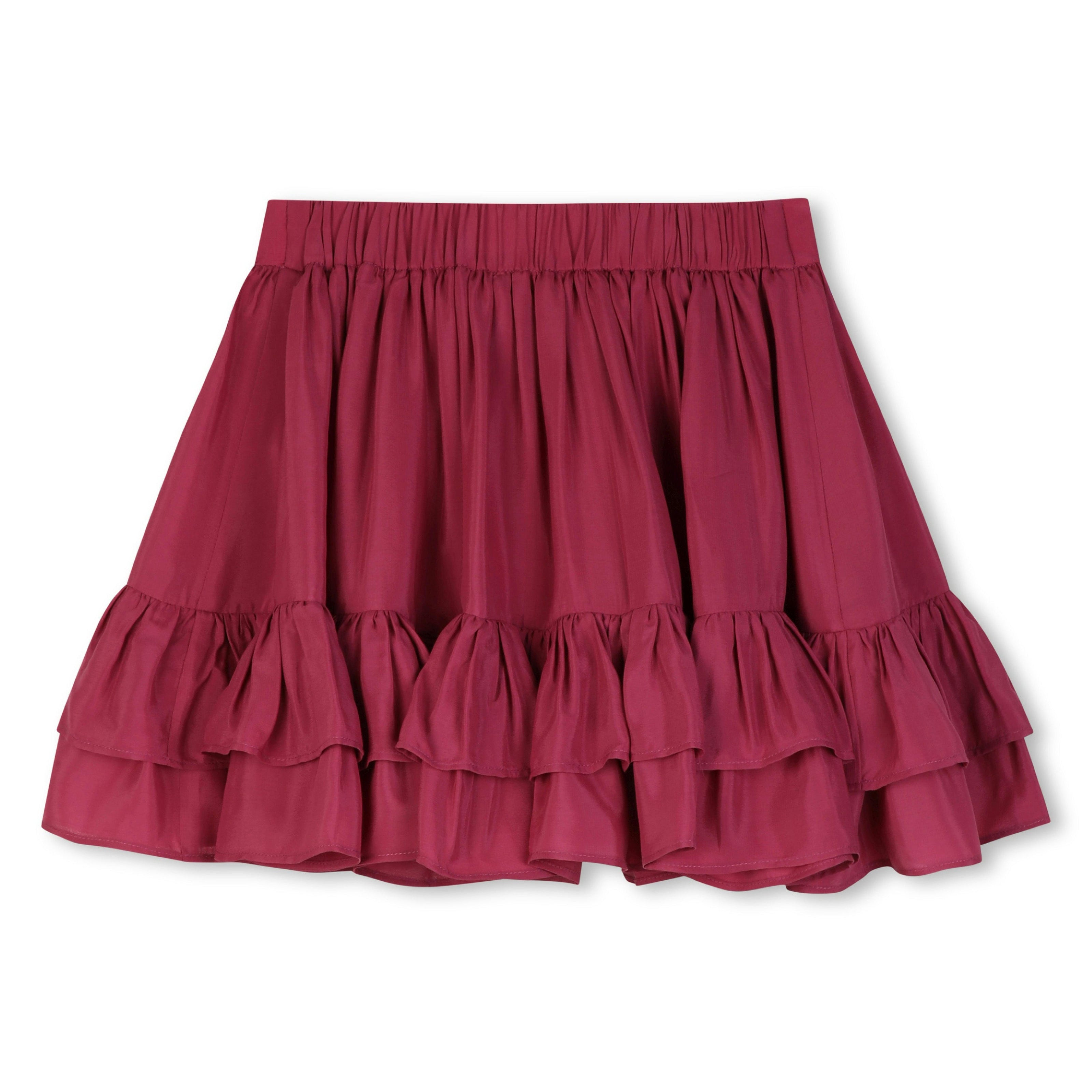 Burgundy Ruffled Logo Skirt