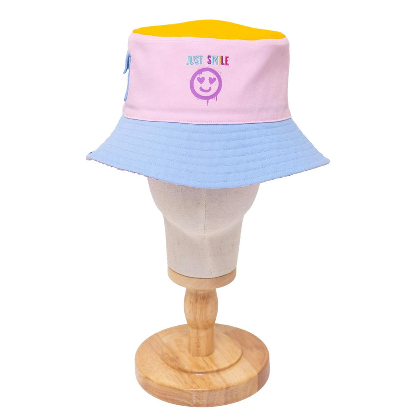 Reversible Bucket Hat – Pink Smile