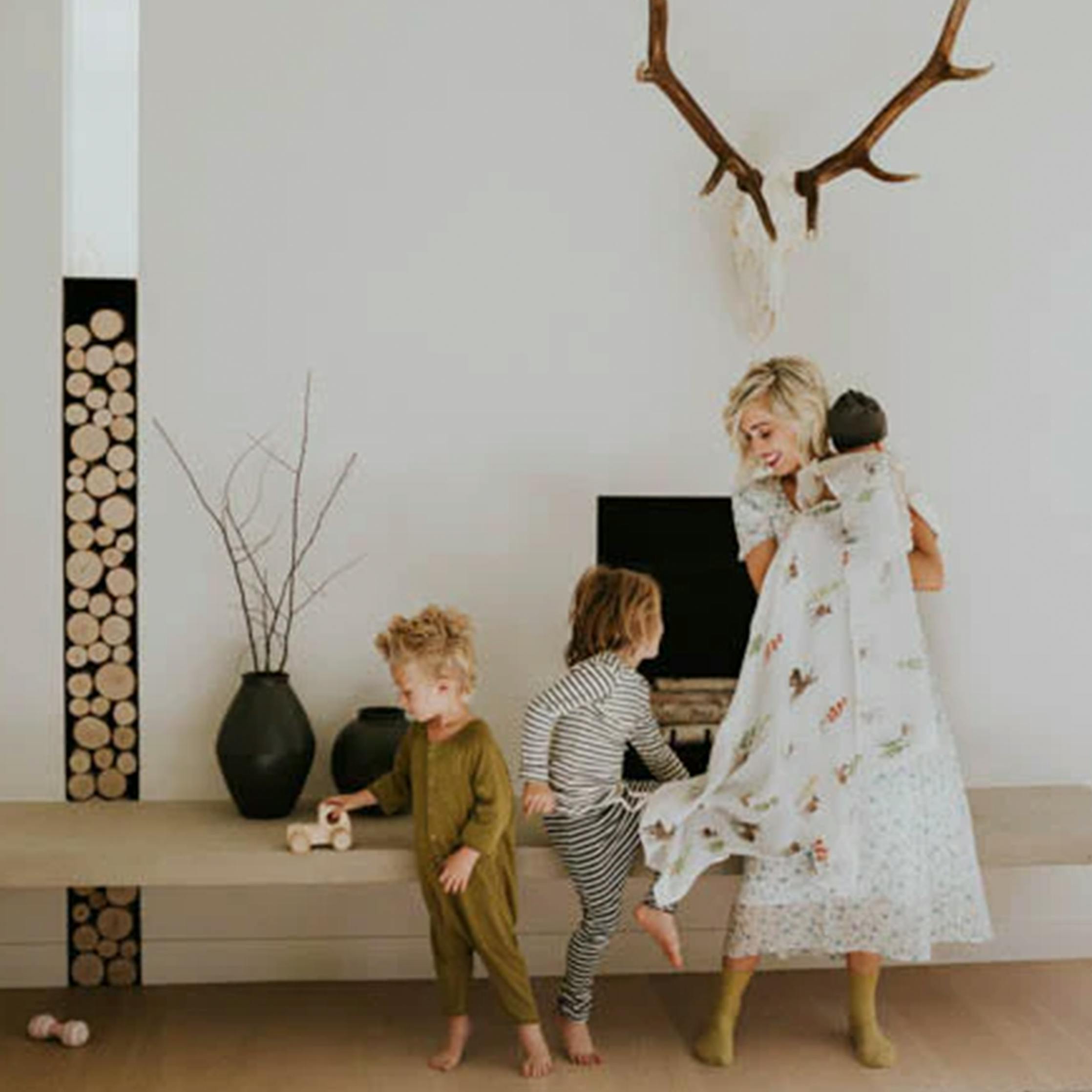 Cotton Muslin Swaddle Blanket - Oh Deer!
