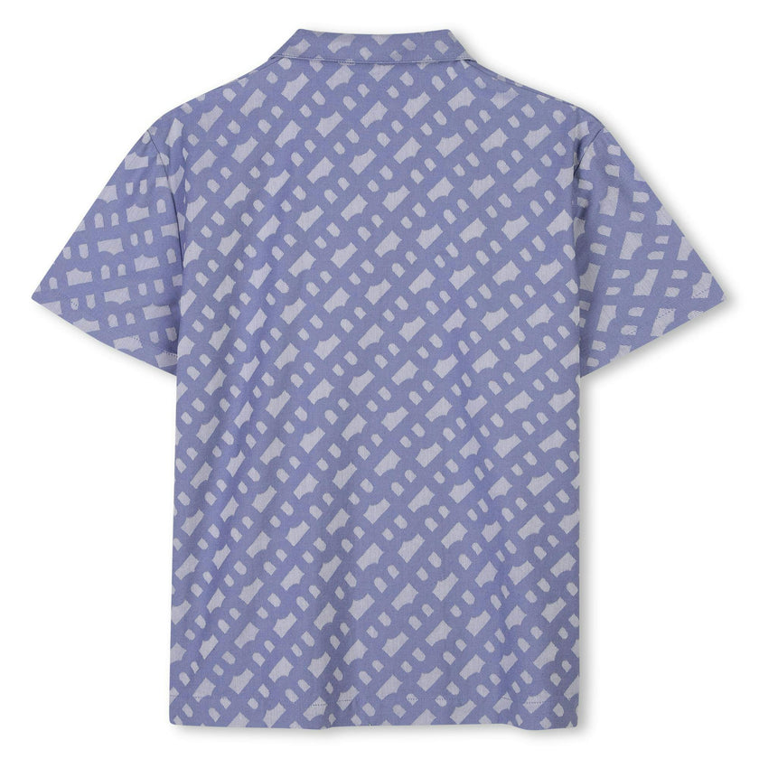 Blue Patterned Buttoned Short Sleeve Shirt