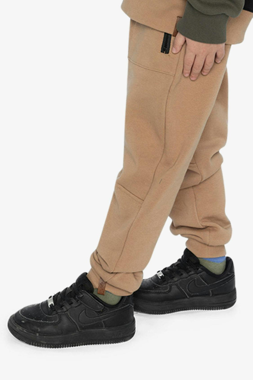 Fleece Sweatpants with Pockets Brown Tannin